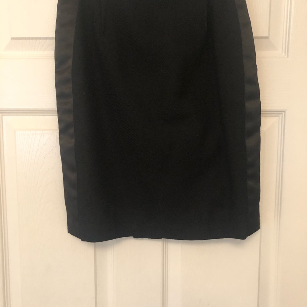 BCBG black wool skirt w/satin panels